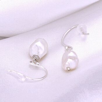 Boucles d'oreilles BAROQUE en perles d'eau douce - boucles d'oreilles en perles - OHR925-132 1
