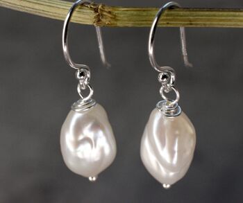 Boucles d'oreilles BAROQUE en perles d'eau douce - boucles d'oreilles en perles - OHR925-132 7