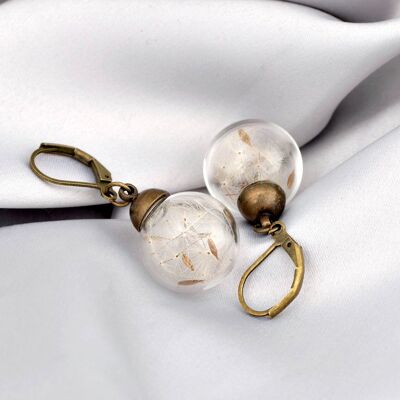 Real dandelion earrings - bronze jewelry in vintage style - VINOHR-11