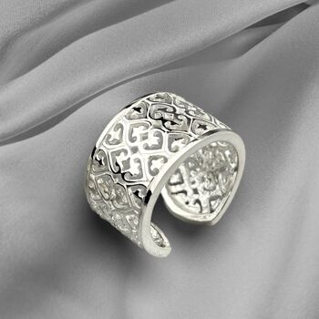 Bague ornementale en argent sterling 925 de style oriental - Bague ajustable - RG925-15 8