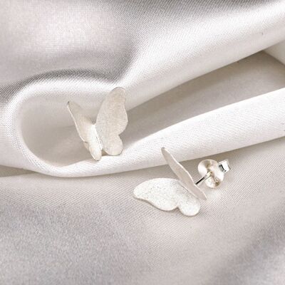 Mini Butterflies Stud Earrings - Minimalist 925 Sterling Silver Earrings - OHR925-73