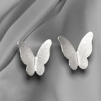 Boucles d'oreilles mini papillons - Boucles d'oreilles minimalistes en argent sterling 925 - OHR925-73 3