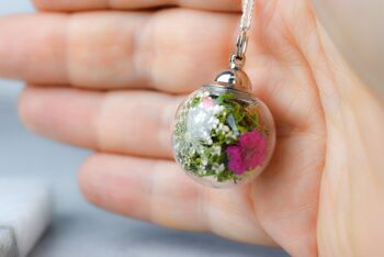 Pendentif bouquet de fleurs - 925 véritable collier en argent sterling floral chrysanthème - K925-78 4