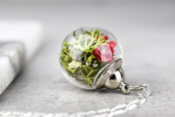 Pendentif bouquet de fleurs - 925 véritable collier en argent sterling floral chrysanthème - K925-78 5