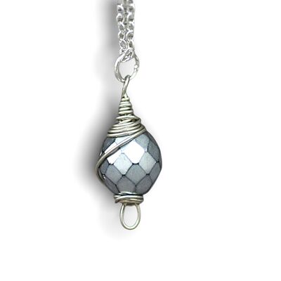 Collar de perlas vintage bohemio - Collar clásico de perlas bohemias grises de plata de ley 925 - K925-43