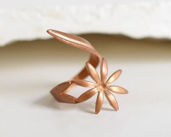 Bague réglable fleur de cuivre - Marguerite Vintage Inspiré Playful Wrap Ring - VINRIN-16 4