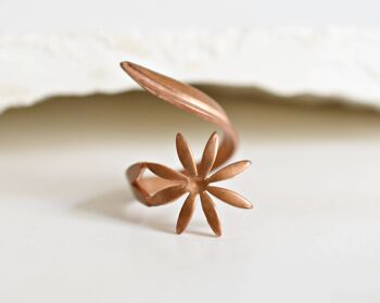 Bague réglable fleur de cuivre - Marguerite Vintage Inspiré Playful Wrap Ring - VINRIN-16 5
