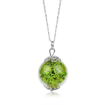 Grünes Moos Halskette - Terrarium 925 Sterling Silber Botanische Kette - K925-140