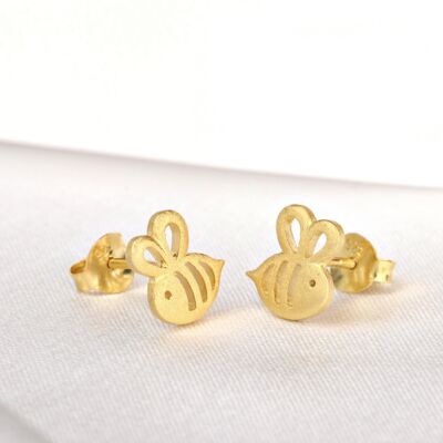 Bee Mini Ear Studs - 925 Sterling Gold Plated - OHR925-98