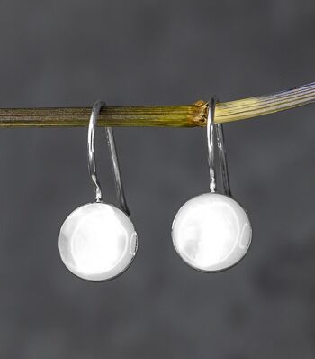 Boucles d'oreilles en nacre en argent sterling 925 personnalisées avec GRAVURE - Bijoux minimalistes en blanc - OHR925-57 - Sans gravure 7