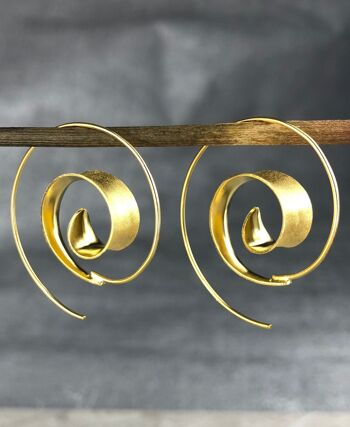 Boucles d'oreilles spirale en or - Boucles d'oreilles créoles plaquées or en or sterling 925 Boucles d'oreilles élégantes et luxueuses OHR925-70 7