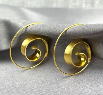 Boucles d'oreilles spirale en or - Boucles d'oreilles créoles plaquées or en or sterling 925 Boucles d'oreilles élégantes et luxueuses OHR925-70 5