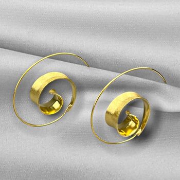 Boucles d'oreilles spirale en or - Boucles d'oreilles créoles plaquées or en or sterling 925 Boucles d'oreilles élégantes et luxueuses OHR925-70 4