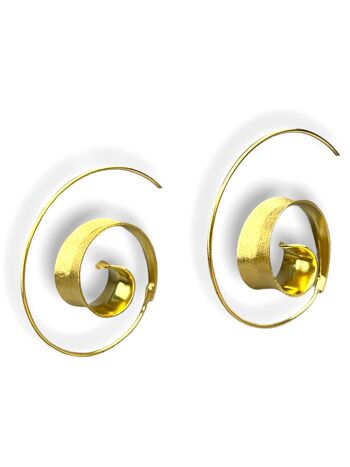 Boucles d'oreilles spirale en or - Boucles d'oreilles créoles plaquées or en or sterling 925 Boucles d'oreilles élégantes et luxueuses OHR925-70 6