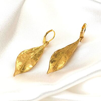 Vintage Leaves Earrings Gold - Minimalist Timeless Jewelry - VINOHR-54