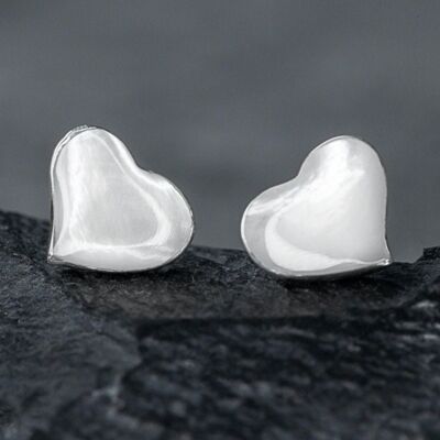 Orecchini a bottone con cuore in madreperla - Argento sterling 925 - OHR925-94