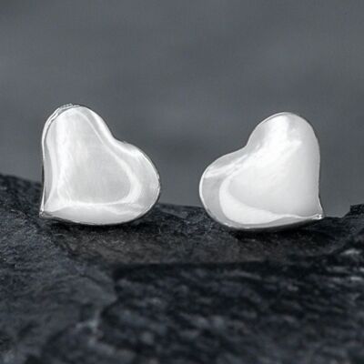 Mother of Pearl Heart Ear Studs - 925 Sterling Silver - OHR925-94