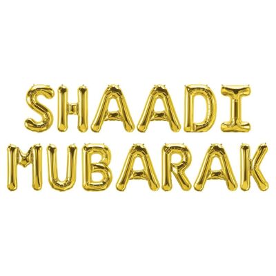 Shaadi Mubarak Foil Balloons - Gold