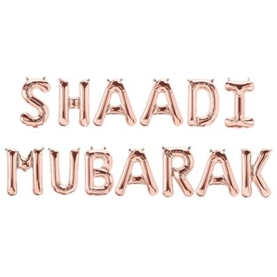 Shaadi Mubarak Foil Balloons - Rose Gold