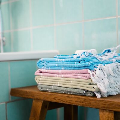 Set di 40 asciugamani Hammam "Asciugamani classici" | come telo mare, per i viaggi, la sauna e lo sport | colorato, classico, senza tempo
