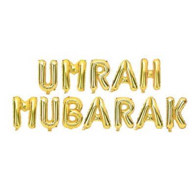 Umrah Mubarak Foil Balloons - Gold