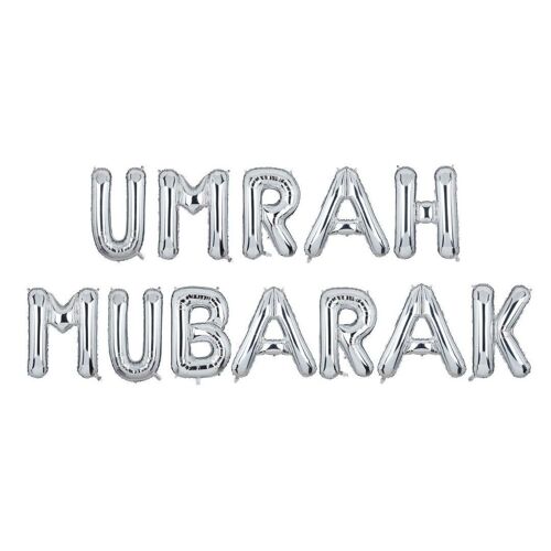 Umrah Mubarak Foil Balloons - Silver