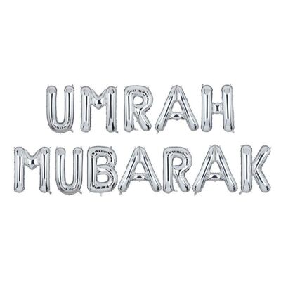 Umrah Mubarak Foil Balloons - Silver