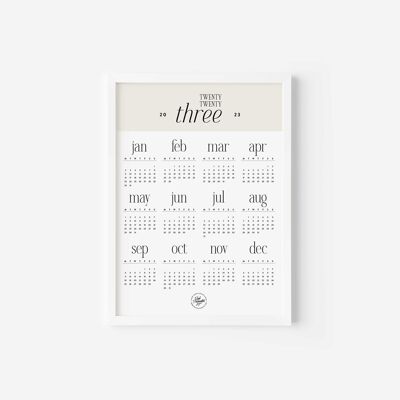 Lámina Calendario 2023, A3, Blanco