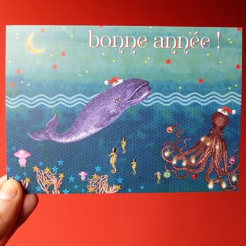 Carte de voeux Baleine et fonds marins 1