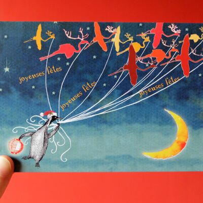 Penguin and Moon greeting card