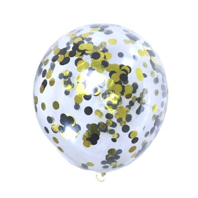Konfetti-Luftballons (10 Stück) – Schwarz & Gold