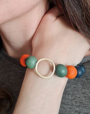 Bracelet Bola Tagua - Vert et Orange 1