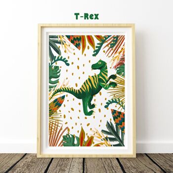 Un dinosaure T-Rex Nursery Art Print A3 29,7 x 42 cm 2