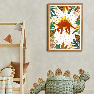 Ein Stegosaurus Dinosaurier Kinderzimmer Kunstdruck A4 21 x 29,7 cm