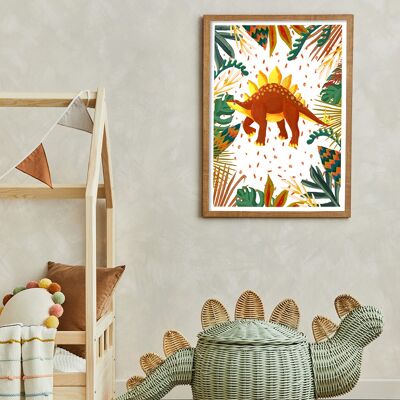 Un dinosaurio Stegosaurus Nursery Art Print A3 29,7 x 42cm