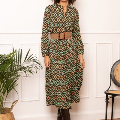 Classic maxi dress printed loose fit with ruching