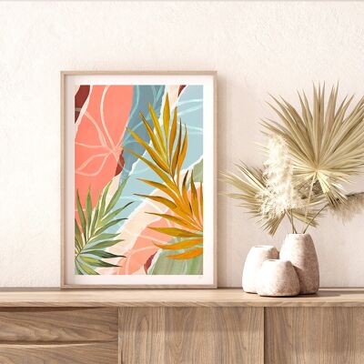 Feuille de palmier Impression d'art abstrait A4 21 x 29,7 cm