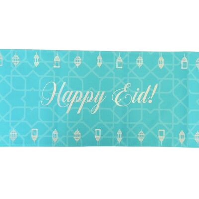 Happy Eid Table Runner - Teal & Iridescent