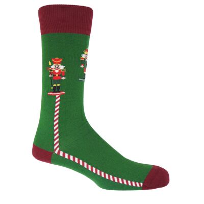 Nutcracker Christmas Men's Socks- Green