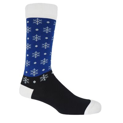 Snowflake Christmas Men's Socks- Blue