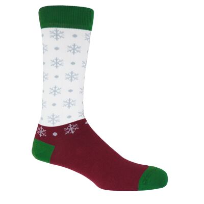 Snowflake Christmas Men's Socks- White