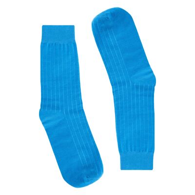 Jeansblaue Socken mit leuchtenden Nadelstreifen
