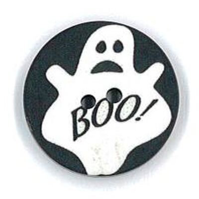 HALLOWEEN GHOST BOO PRINTED BUTTON - 2 HOLES