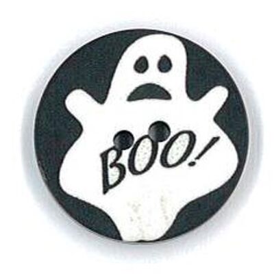 HALLOWEEN GHOST BOO PRINTED BUTTON - 2 HOLES