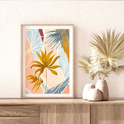 Feuille de palmier abstraite Impression d'art A4 29,7 x 21 cm