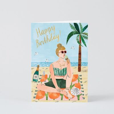 Scheda di buon compleanno - Buon compleanno spiaggia