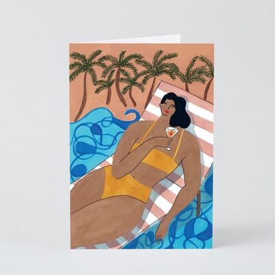 Art Greetings Card - Beach Cocktail