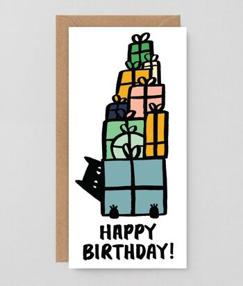 Carte Joyeux Anniversaire - Chat Avec Cadeaux 2