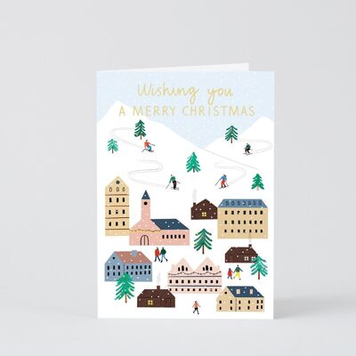 Christmas Greetings Card - Ski Village Christmas