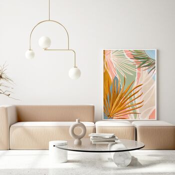 Feuilles de palmier Impression d'art abstrait A4 21 x 29,7 cm 2